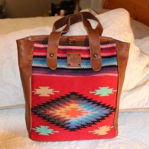 STS Ranchwear Fiesta Serape Leather & Fabric Tote Bag Purse